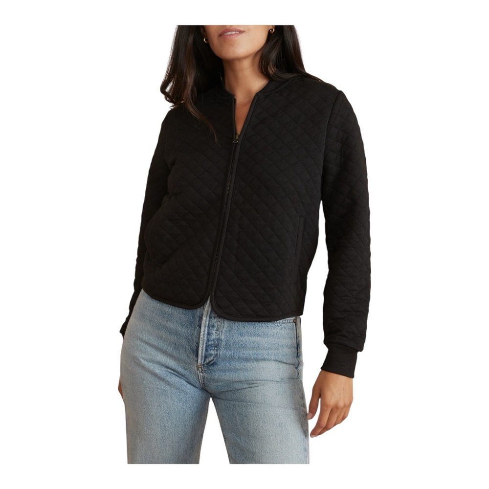 Marine Layer Black Corbet Quilted Bomber Jacket Fitted XS